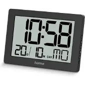 Hama 00222230, Wand/Tisch, Digitale Uhr, Rechteck, Schwarz, Akku, 180 mm