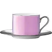 LSA International Teeglas L.S.A. Palazzo mit Untertasse Pink 250 ml