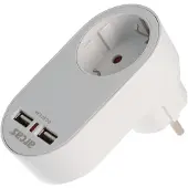 Goobay Steckdose mit 2x USB-Port, 2,0A Schutzkontaktsteckdose 16A
