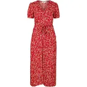 Apricot Druckkleid "Ditsy Floral Decorative Button Dress" mit Tallenbindeband