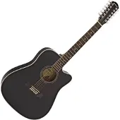 Gear4Music Dreadnought Cutaway 12-saitige Akustikgitarre von Schwarz