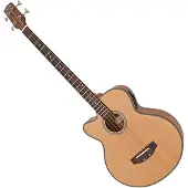 Gear4Music Elektroakustische Linkshänder-Bassgitarre von Natur