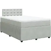 vidaXL Boxspringbett mit Matratze Hellgrau 120x190 cm Samt