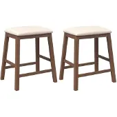 vidaXL Barstühle mit Kissen 2 Stk. Braun Massivholz Gummibaum