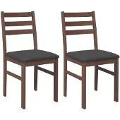vidaXL Esszimmerstühle mit Kissen 2 Stk. Braun Massivholz Gummibaum