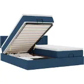 vidaXL Ottoman-Bett mit Matratzen Blau 160x200 cm Stoff