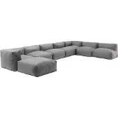 Oviala Modulares Ecksofa mit 5 Sesseln 2 Ecken und 1 anthrazitgrauem Hocker - Mixi