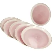MamboCat 6x Reactive Glaze Paris Speiseteller 6 Personen Creme Pink Essteller Grillplatte