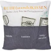 Hergo Sofahelden Kissen "Ruhestandskissen" Kissen bedruckt, mit Kartondeko, 3 Taschen zum Befüllen