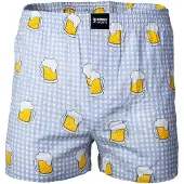 Happy Shorts Webboxer "Web-Boxershorts 1er Pack", Herren, Gr. XL, bunt (bier), Obermaterial: 100% Baumwolle CO., Unterhosen Webboxer