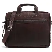 Spikes & Sparrow Leder Umhängetasche Businesstasche mit Laptopfach Bronco Business Bag Dark Brown braun