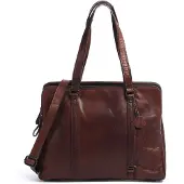 Spikes & Sparrow Leder Schultertasche Laptoptasche mit Laptopfach Kansas Shoulderbag Dark Brown dunkelbraun