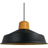 Bamyum Pendelleuchte | Asletl Industrielle | 41cm, E27, Moderne Holz Hängelampe, Metall Schwarz Lampe