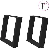 vidaXL Couchtischbeine U-Form 2 Stk. Schwarz 50x(42-43) cm Stahl