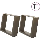 vidaXL Couchtischbeine U-Form 2 Stk. Naturstahl 50x(30-31) cm Stahl