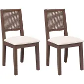 vidaXL Esszimmerstühle mit Kissen 2 Stk. Braun Massivholz Gummibaum