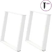 vidaXL Esstischbeine U-Form 2 Stk. Weiß 100x(72-73) cm Stahl