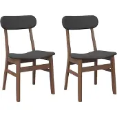vidaXL Esszimmerstühle mit Kissen 2 Stk. Braun Massivholz Gummibaum