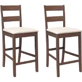 vidaXL Barhocker mit Kissen 2 Stk. Braun Massivholz Gummibaum