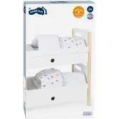 Small Foot puppenetagenbett und Bettwäsche 50 cm Holz weiß/beige
