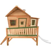 Axi Spielhaus Emma mit weißer Rutsche | Stelzenhaus in Braun & Grün aus FSC Holz für Kinder | Spielturm für den Garten