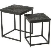 Jline Set aus 2 Beistelltischen aus Holz und Metall
