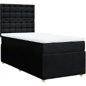 vidaXL Boxspringbett mit Matratze Schwarz 80x200 cm Stoff
