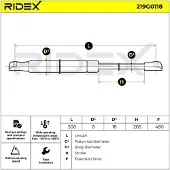 RIDEX 219G0118 Gasfeder Heckklappendämpfer für VW Polo Variant (6V5) 500mm