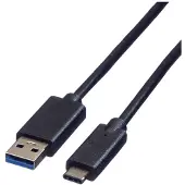 Roline USB 3.2 Gen 1 Kabel, USB A-C, ST/ST, schwarz, 0,5 m