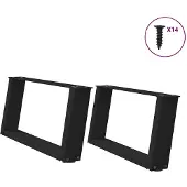 vidaXL Couchtischbeine U-Form 2 Stk. Schwarz 60x(30-31) cm Stahl