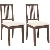 vidaXL Esszimmerstühle mit Kissen 2 Stk. Braun Massivholz Gummibaum