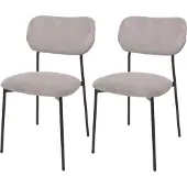 Mendler 2er-Set Esszimmerstuhl MCW-O26, Küchenstuhl Polsterstuhl Stuhl, Cord (330g/m²) Stoff/Textil Metall hellgrau
