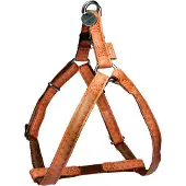 MACLEATHER Hundegeschirr, Kunstleder, Braun, 15mm x 35-60 cm, mit Klickverschluss und silbernem Medaillon