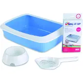 Savic Kittenstreu Box Iriz Starter Set Blau/Weiß