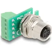 DeLOCK M12 Übergabemodul Adapter 4 Pin A-kodiert Buchse zu 5 Pin Terminalblock zum Einbau