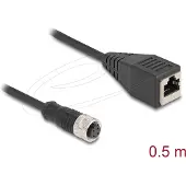DeLOCK M12 Adapterkabel D-kodiert 4 Pin Buchse zu RJ45 Buchs
