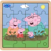 Barbo Toys Peppa Wutz Holzpuzzle 16 Teile Matsch