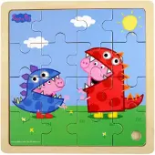 Barbo Toys Peppa Wutz Holzpuzzle Dinosaurier 16 Teile