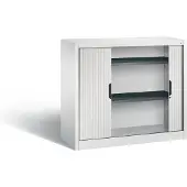 C+P Rollladenschrank Omnispace, 2 OH, abschließbar, B 1200 x T 420 x H 1030 mm, Stahl/Kunststoff, lichtgrau