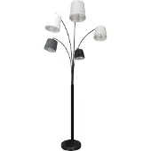 SalesFever Bogenlampe | 5-flammig | mit beweglichen Armen und Schirmen | Schirme Stoff | Gestell Metall | B 114 x T 38 x H 213 cm | Beige-Braun-Schwarz