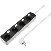 Sygonix SY-6118236 Steckdosenleiste mit Schalter 4fach Schwarz, Weiss Schutzkonta
