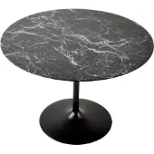 SalesFever Esstisch rund Ø 110 cm | Tischplatte MDF Marmoroptik | Gestell Metall | B 110 x T 110 x H 75 cm | schwarz