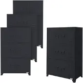 ECD-Germany 4Er Set Aktenschrank 75x40x120 cm Anthrazit Freistehender