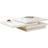 SalesFever Couchtisch rechteckig | 360 Grad drehbar | MDF-Holz | B 120 x T 80 x H 30 cm | weiß