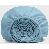 Yumeko Spannbettlaken Gewaschene Perkal-Baumwolle 90x200 Blau - Eco, Bio & Fairtrade