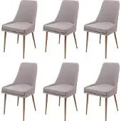 Mendler 6er-set Esszimmerstuhl MCW-O27, Küchenstuhl Polsterstuhl Stuhl, Stoff/Textil (280g/m²) Metall hellgrau