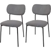 MCW 2er-Set Esszimmerstuhl MCW-O26, Küchenstuhl Polsterstuhl Stuhl, Cord (330g/m²) Stoff/Textil Metall dunkelgrau