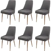 Mendler 6er-Set Esszimmerstuhl MCW-O27, Küchenstuhl Polsterstuhl Stuhl, Stoff/Textil (280g/m²) Metall dunkelgrau