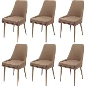 MCW 6er-set Esszimmerstuhl MCW-O27, Küchenstuhl Polsterstuhl Stuhl, Stoff/Textil (280g/m²) Metall braun