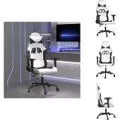 vidaXL Gaming-Stuhl mit Massagefunktion Weiß und Schwarz Kunstleder